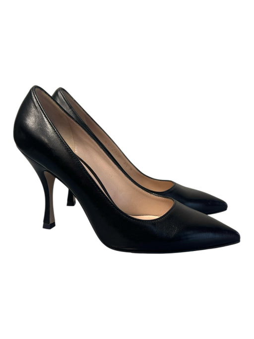 Stuart Weitzman Shoe Size 6.5 Black Leather Pointed Toe High Heel Pump Shoes Black / 6.5