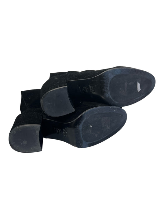 Stuart Weitzman Shoe Size 7 Black Leather Velvet Round Toe Knee High Boots Black / 7