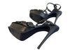 YSL Shoe Size 38 Black Leather Open Toe & Heel Strappy Slingback Stiletto Shoes Black / 38