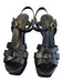 YSL Shoe Size 38 Black Leather Open Toe & Heel Strappy Slingback Stiletto Shoes Black / 38