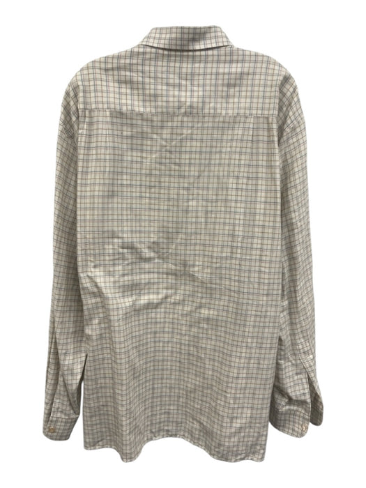 Zegna Size XL White & Multi Cotton Plaid Button Up Men's Long Sleeve Shirt White & Multi / XL