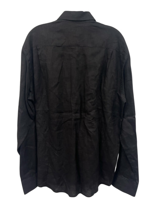 Vilebrequin Size XL Black Linen Solid Button Up Men's Long Sleeve Shirt Black / XL