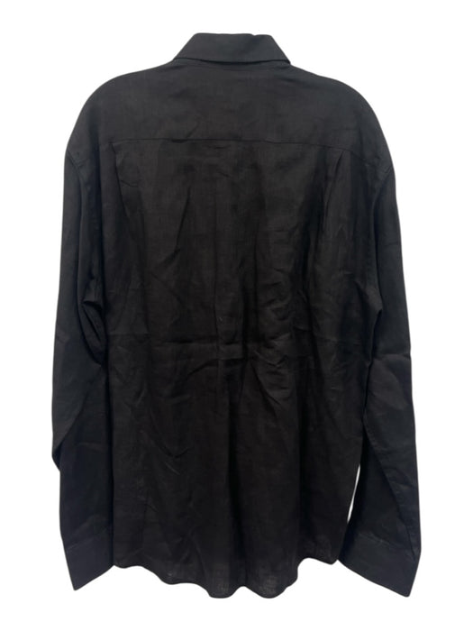 Vilebrequin Size XL Black Linen Solid Button Up Men's Long Sleeve Shirt Black / XL