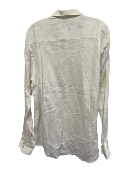 Vilebrequin Size XL White Linen Solid Button Up Men's Long Sleeve Shirt White / XL