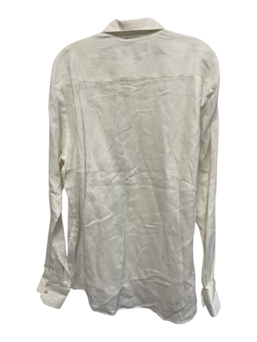 Vilebrequin Size XL White Linen Solid Button Up Men's Long Sleeve Shirt White / XL