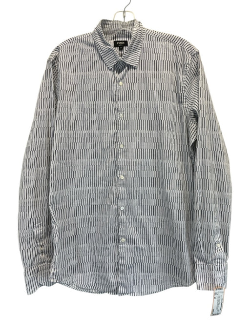 Fendi Size 40 White & Black Cotton All Over Print Button Down Long Sleeve Shirt White & Black / 40