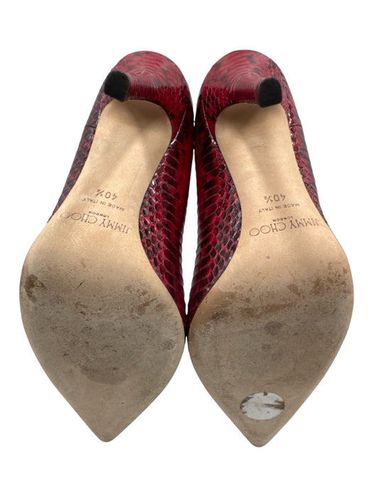 Jimmy Choo Shoe Size 40.5 Red & Black Python Pointed Toe Snake Skin Pumps Red & Black / 40.5