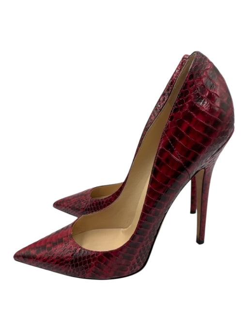 Jimmy Choo Shoe Size 40.5 Red & Black Python Pointed Toe Snake Skin Pumps Red & Black / 40.5