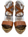 Jimmy Choo Shoe Size 40 Brown & Bronze Leather Upper Cork Criss Cross Wedges Brown & Bronze / 40