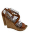 Jimmy Choo Shoe Size 40 Brown & Bronze Leather Upper Cork Criss Cross Wedges Brown & Bronze / 40