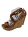 Jimmy Choo Shoe Size 40 Brown & Bronze Leather Upper Cork Criss Cross Wedges Brown & Bronze / 40