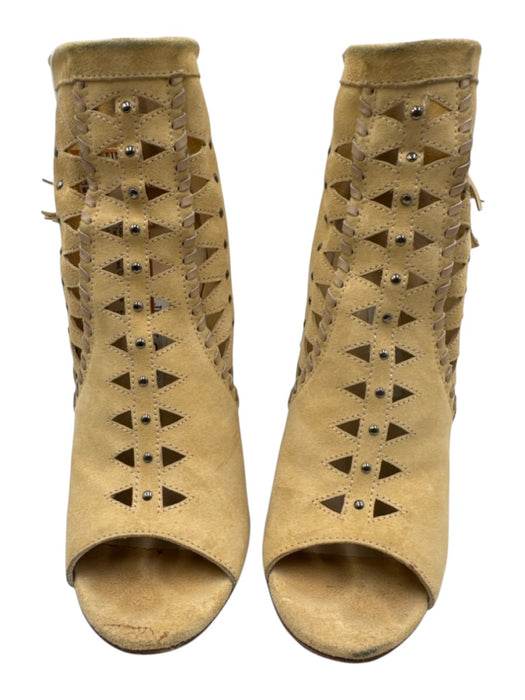 Jimmy Choo Shoe Size 40 Beige Leather Suede Tassel Studded Cut Out Pumps Beige / 40