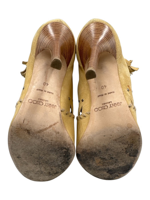 Jimmy Choo Shoe Size 40 Beige Leather Suede Tassel Studded Cut Out Pumps Beige / 40