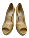 Jimmy Choo Shoe Size 39.5 Beige Leather Peep Toe Croc Embossed Platform Pumps Beige / 39.5