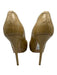 Jimmy Choo Shoe Size 39.5 Beige Leather Peep Toe Croc Embossed Platform Pumps Beige / 39.5