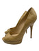 Jimmy Choo Shoe Size 39.5 Beige Leather Peep Toe Croc Embossed Platform Pumps Beige / 39.5