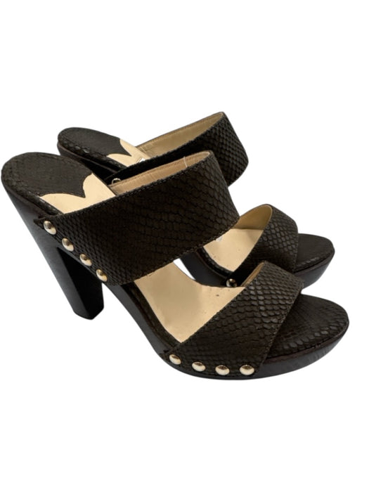 Jimmy Choo Shoe Size 40 Dark Brown Leather Upper Toe Strap Snake Embossed Pumps Dark Brown / 40