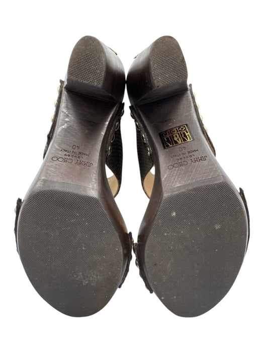 Jimmy Choo Shoe Size 40 Dark Brown Leather Upper Toe Strap Snake Embossed Pumps Dark Brown / 40