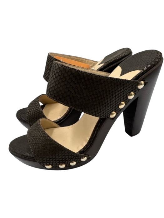 Jimmy Choo Shoe Size 40 Dark Brown Leather Upper Toe Strap Snake Embossed Pumps Dark Brown / 40