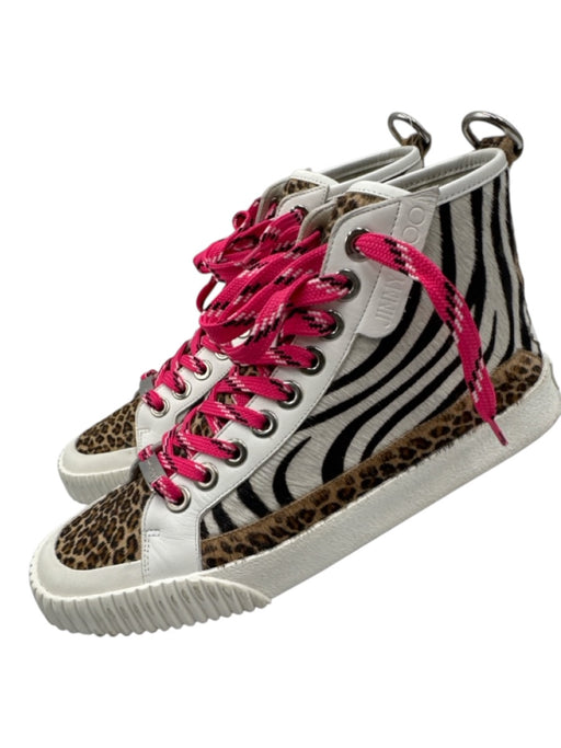 Jimmy Choo Shoe Size 40 Pink, Brown, White Pony Hair Lace Up Mid Top Sneakers Pink, Brown, White / 40