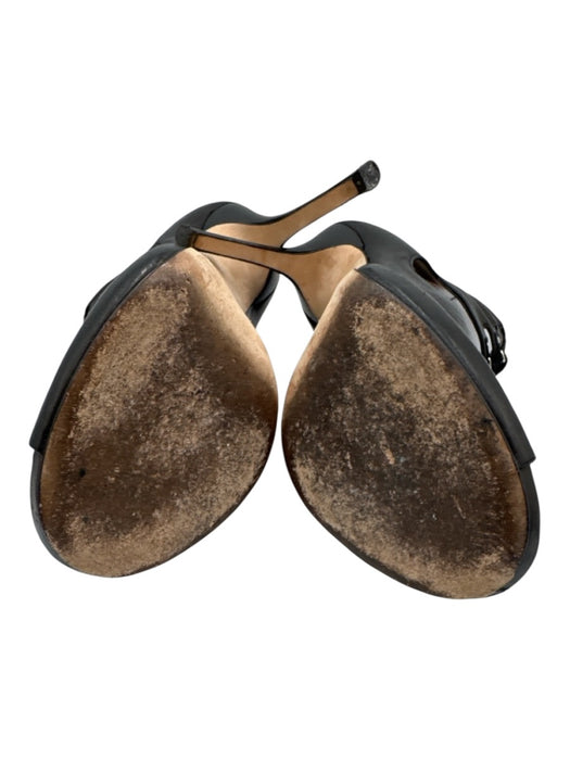 Jimmy Choo Shoe Size 40 Black Leather Lace Up Cut Out Back Zip Open Toe Pumps Black / 40