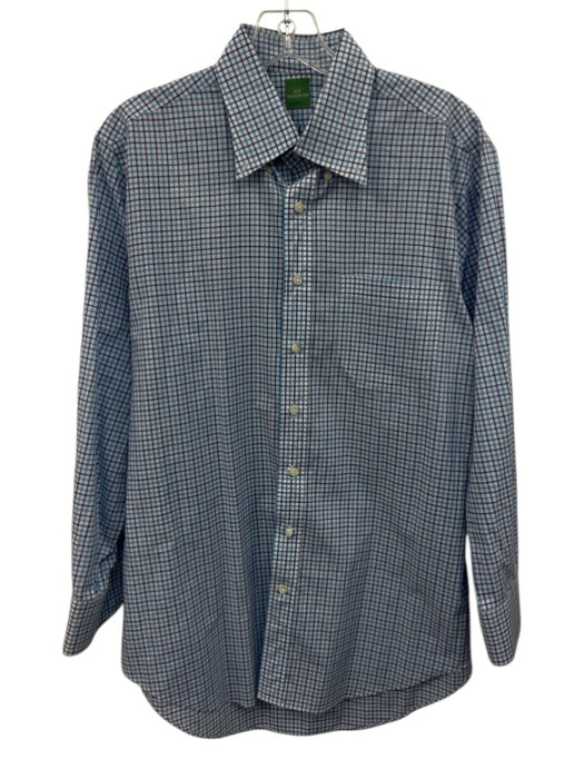 Sid Mashburn Size M White & Blue Cotton Plaid Button Down Long Sleeve Shirt White & Blue / M