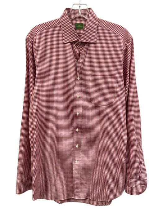 Sid Mashburn Size M Red & White Cotton Plaid Button Down Men's Long Sleeve Shirt Red & White / M