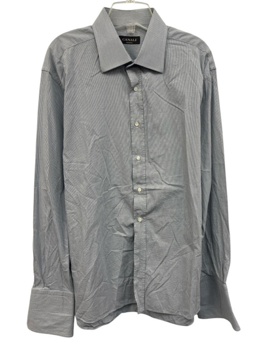 Canali Size 17.5 Blue & White Cotton Micro Button Up Men's Long Sleeve Shirt Blue & White / 17.5