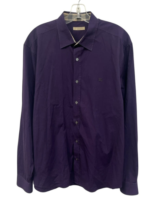 Burberry Size XXL Purple Cotton Solid Button Up Men's Long Sleeve Shirt Purple / XXL