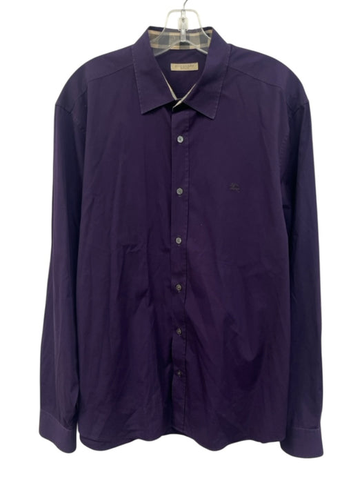 Burberry Size XXL Purple Cotton Solid Button Up Men's Long Sleeve Shirt Purple / XXL