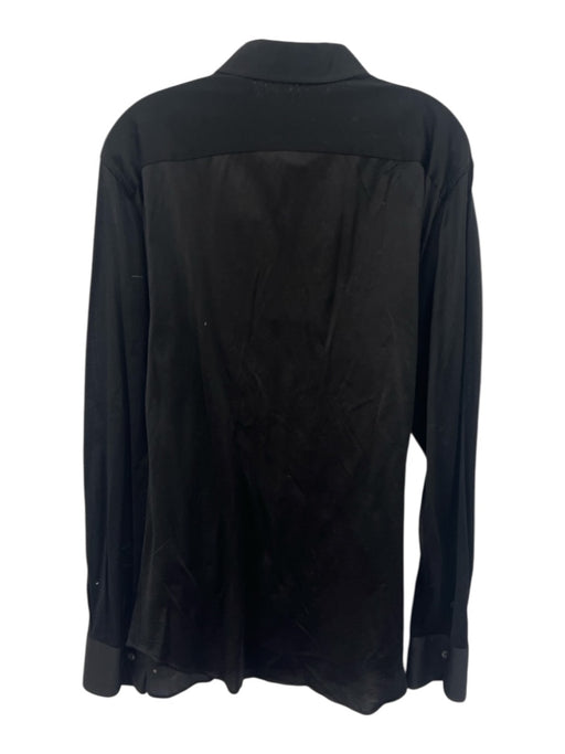 Canali Size XL Black Cotton Blend Solid Button Up Men's Long Sleeve Shirt Black / XL