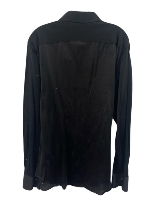 Canali Size XL Black Cotton Blend Solid Button Up Men's Long Sleeve Shirt Black / XL