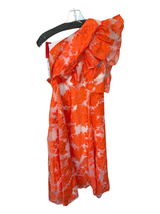 Showpo Size 12 Orange & White Polyester jaquard One Shoulder Gown Orange & White / 12