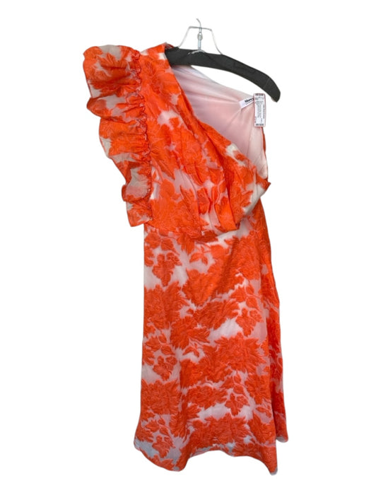 Showpo Size 12 Orange & White Polyester jaquard One Shoulder Gown Orange & White / 12