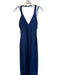 Max & Cleo Size 4 Navy Ribbed Halter triangle neckline Maxi Gown Navy / 4