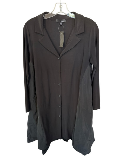 Sun Kim Size S Black Polyester Blend Long Sleeve Collar Button Up Mini Dress Black / S