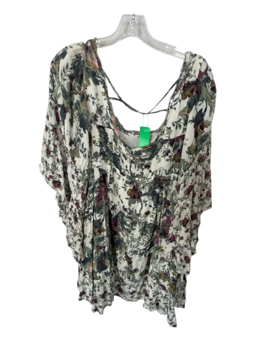 Free People Size S White & Green Floral Midi Dress White & Green / S