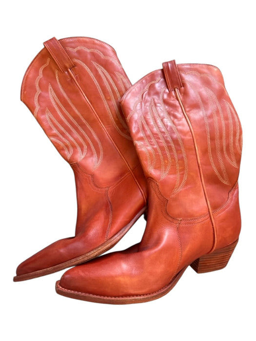 Free People Shoe Size 41 Red Leather Stitching Cowboy Boots Red / 41