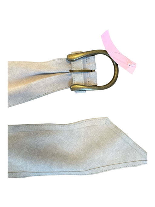 Free People Gray & Brass Suede Wide Brass Hardware Belts Gray & Brass / M/L
