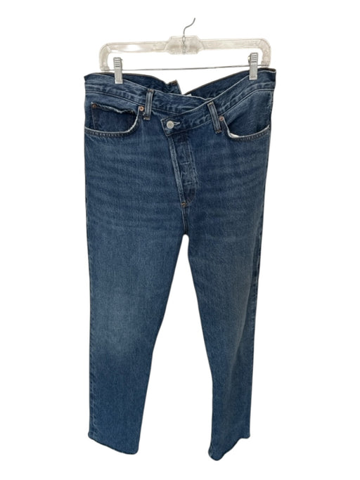 Agolde Size 31 Dark Wash Cotton High Waist Cross Over Wide Leg Jeans Dark Wash / 31