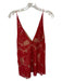 Free People Size 8 Red & Tan Polyester Blend Lace Overlay Spaghetti Strap Dress Red & Tan / 8