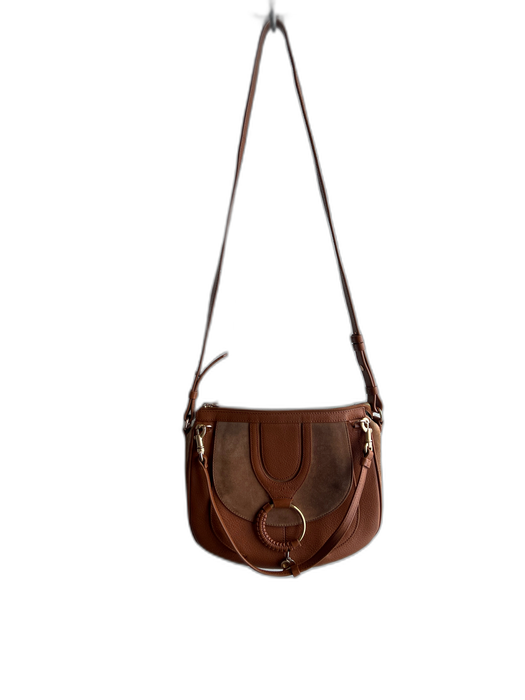 See By Chloe Caramel Leather & Suede Gold hardware Top Zip 2 Handles Bag Caramel / Small