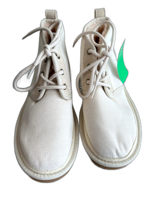 Ugg Shoe Size 5 Cream Canvas Ankle High Round Toe Lace Booties Cream / 5