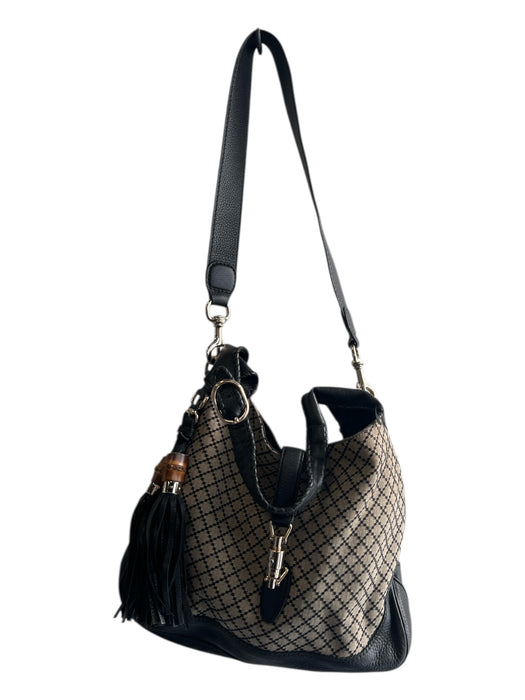 Gucci Tan & black Canvas & Leather Shoulder & Crossbody Goldtone Hardware Bag Tan & black / Medium