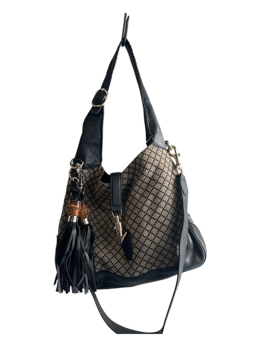 Gucci Tan & black Canvas & Leather Shoulder & Crossbody Goldtone Hardware Bag Tan & black / Medium