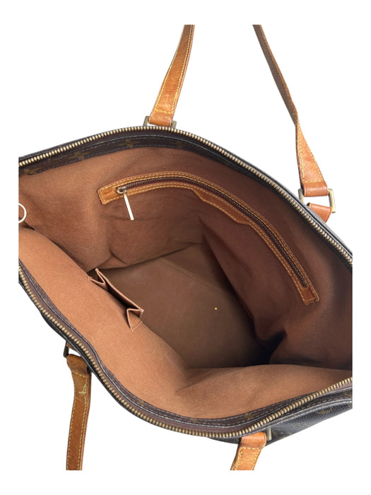 Louis Vuitton Brown & Tan Canvas & Leather Double Handle Monogram Top Zip Bag Brown & Tan / Large