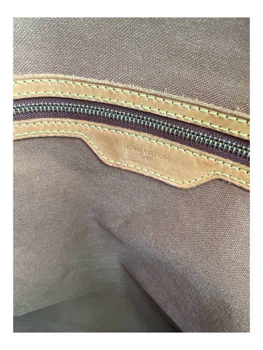 Louis Vuitton Brown & Tan Canvas & Leather Double Handle Monogram Top Zip Bag Brown & Tan / Large