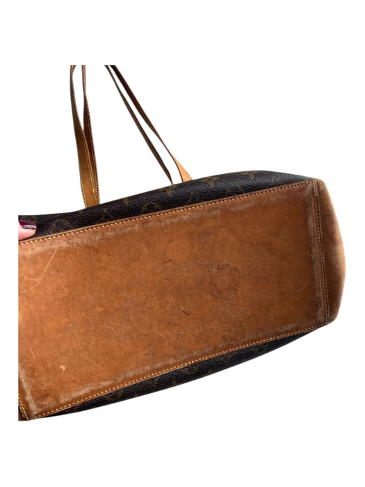 Louis Vuitton Brown & Tan Canvas & Leather Double Handle Monogram Top Zip Bag Brown & Tan / Large
