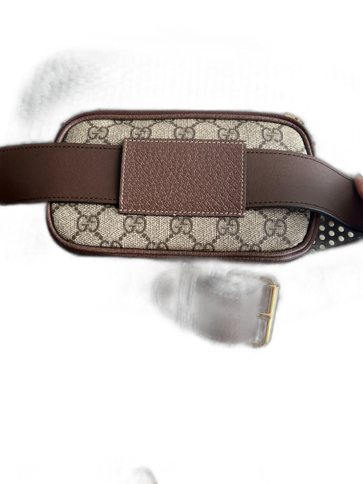 Gucci Tan Brown Coated Canvas Gold hardware Top Zip Logo Belt Bag Bag Tan Brown / Small