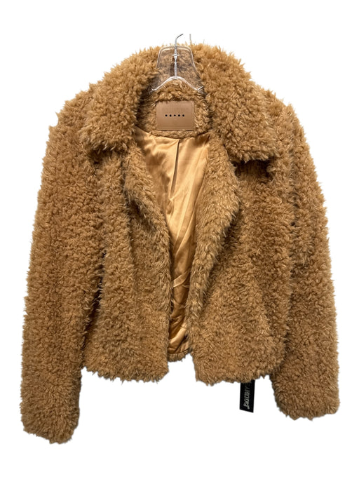 BlankNYC Size M Light Brown Polyester Faux Fur Long Sleeve Jacket Light Brown / M